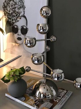 现代简约婚庆螺旋不锈钢烛台摆件B样板房卧室客厅玄关浪漫软装饰