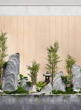 新中室饰式仿真景观石大型水假山庭院枯山造景店铺橱窗茶装品FF10