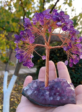 鸷山寺紫a水晶紫晶簇原石晶洞紫晶树玄关写字台床头家居装饰品摆