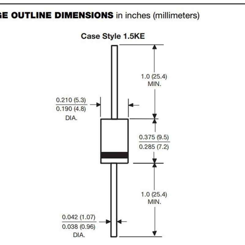 1.5KE43A/47A/51A/68A/75A/82A1.5KE91CA单双向TVS瞬态抑制二极管 - 图0