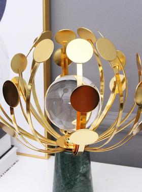 轻奢球绿色电大理石摆水晶摆件B036现代客厅玄关视柜设家居工艺装