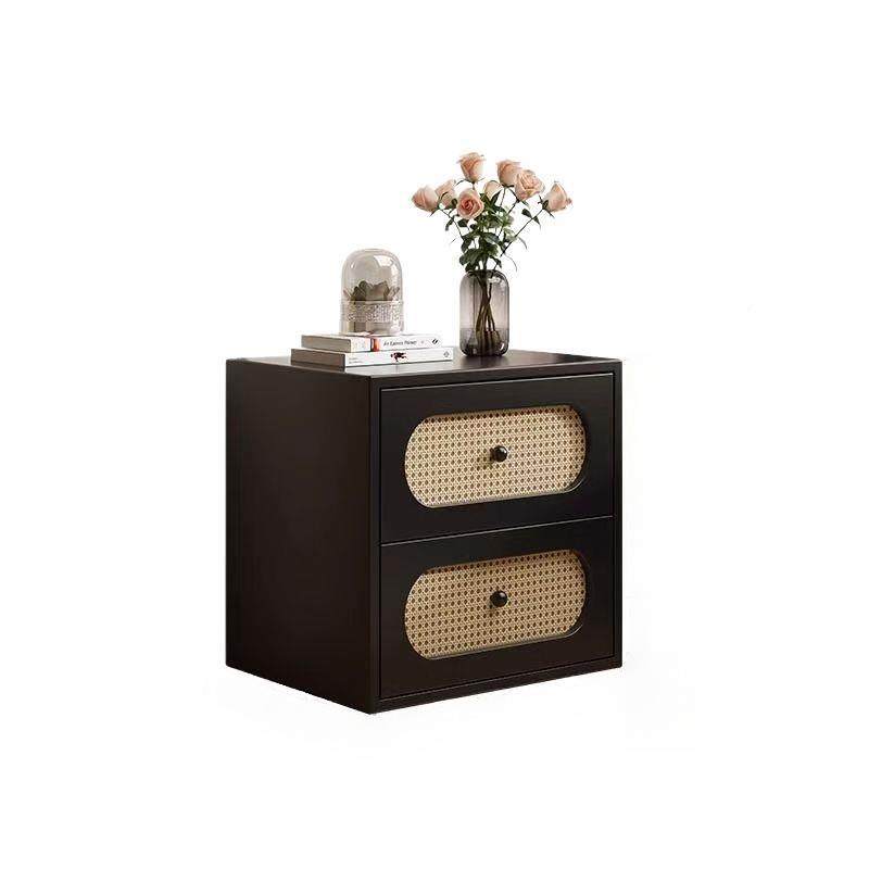 中古风藤编5床TKM头柜022新款小型卧室家用实木床边柜复古色收黑,淘宝优惠券,粉丝福利购,淘宝优惠卷