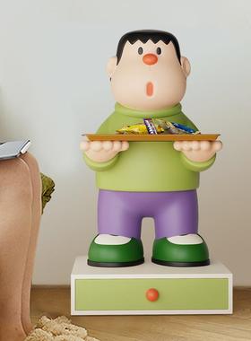 新款通胖虎摆件创意BGQ床头柜落大号可爱卧室床头置物卡架收地纳