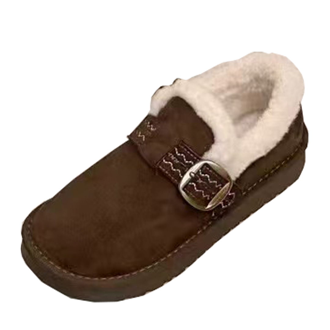 加绒保暖全包厚底勃肯鞋女2025秋冬新款外穿毛毛雪地靴一脚蹬棉鞋 - 图3