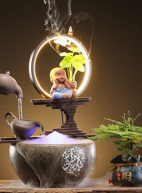 中式招财流水生财摆件p悬壶喷泉循环水家居客厅办公室创意开业礼