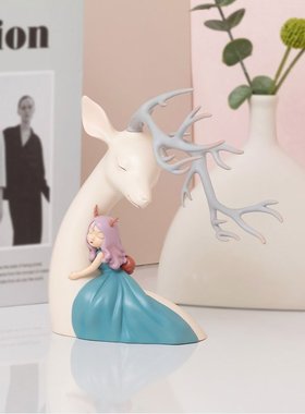 白夜童话b办公室解压摆件乔迁新居礼品治愈礼物少女书房温馨装饰