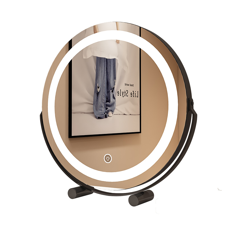 台式智能化妆镜带灯女生主卧室梳妆台镜子学S生宿舍桌面梳妆镜 - 图0