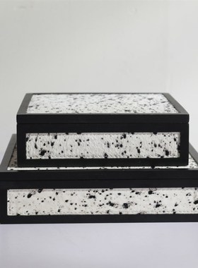 简约皮革装饰盒首饰盒收纳创意摆件桌K面衣帽间酒店样板间摆设