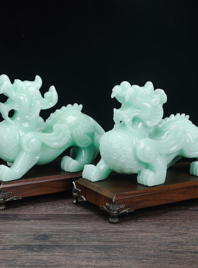 貔貅摆件b玉石貔恘高端摆件客厅办公室装饰乔迁新居礼品开业礼物