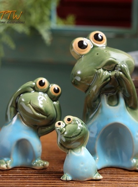 田园青蛙小摆件家居装饰品创意可爱室内J客厅儿童房个性庭院摆设