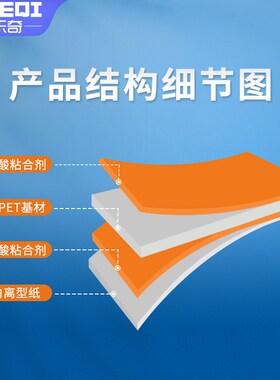 PET透明双面胶带超薄耐高温固定撕不无痕抗老化持久粘力两面胶贴