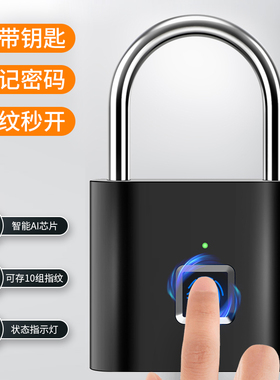 指纹密码锁挂锁防水防锈锁头户外防雨小锁具柜子宿舍门防盗家用锁