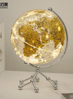 透明地球仪摆件高级轻奢s办公室桌面客厅电视柜家居装饰品立体悬