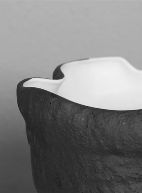 简约白色黑色抽象肌理纹花器 客厅茶几样板S房室内软装摆件
