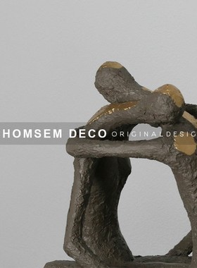 简约相拥恋人礼物树脂抽象人物摆设样板房O间家居软装饰品摆件