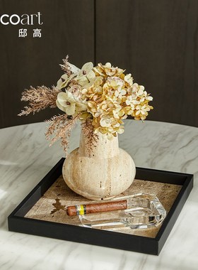 邸高家居中式售楼处酒店茶几洽谈桌花艺摆件工Q作台会议室桌面摆