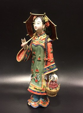 创意摆件 石湾陶p瓷客厅电视柜酒柜饰品  仕女 又见