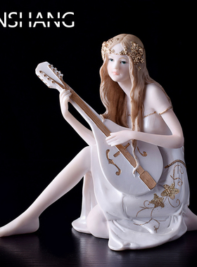 欧式奏乐美女摆件家居饰s品拉大提琴人物钢琴装饰摆设创意生日礼
