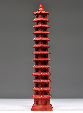 红色木质十三层文昌塔p摆件纯木头13层9层九层装饰家居书房工艺品