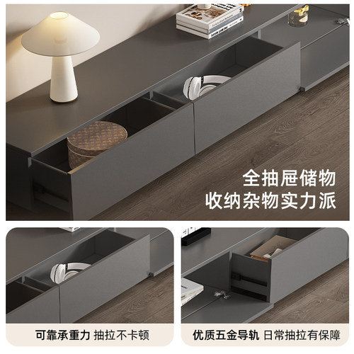 实木电视柜现代简约大小户型落地柜意式家用小户型轻奢高级地台柜 - 图2