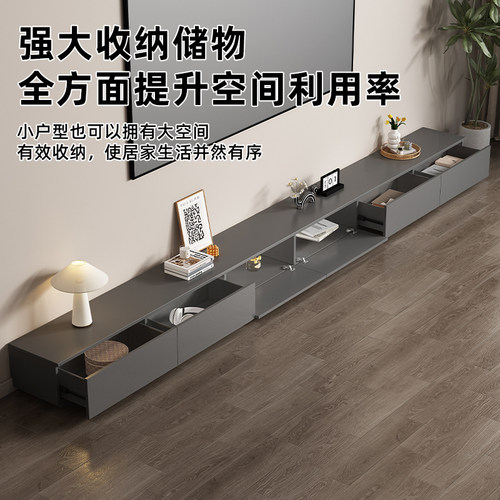 实木电视柜现代简约大小户型落地柜意式家用小户型轻奢高级地台柜 - 图1