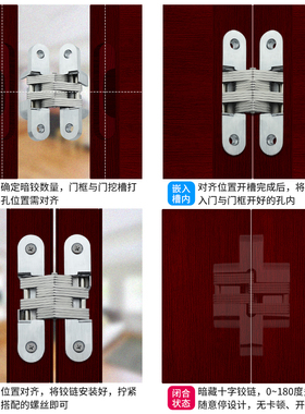 暗合页折叠门隐形门180度合页十字铰链隐藏铰链暗藏合页暗门铰链
