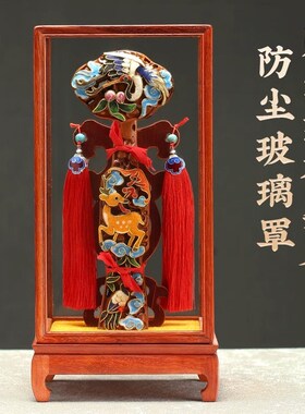 景泰蓝手工桃木如意摆件乔迁客厅玄关高档装饰中国特色礼物送老外