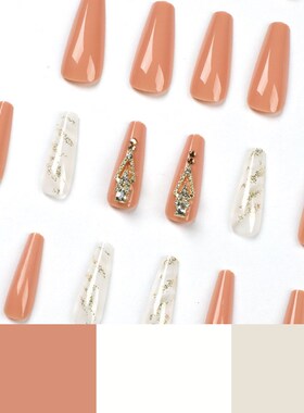 指甲片黄色水钻高级甲片金箔美甲贴片甲片美甲片nail