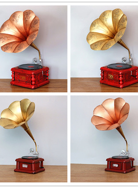 复古留声机模f型仿古摆件酒吧居家装饰客厅工艺品创意欧式摄影道