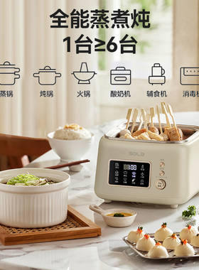 松雨不锈钢电蒸锅多功能家用小型智能可预约定时全自W动蒸煮一体