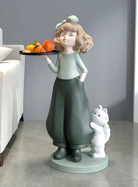 创意女孩客厅摆件大型落地w北视柜旁边家居装饰品乔迁新居礼品