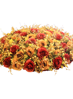 大型酒店餐桌花摆件饭店绢花装饰花插花圆形桌P花电动转盘餐桌花