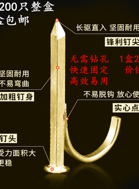 固定钉钢钉管码钉铁钉子入墙水管钩钉铁管钉墙壁钉200只整盒出售