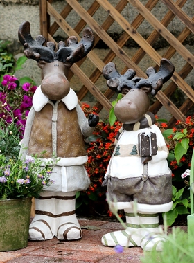 园艺超诞老人冬季麋o鹿摆件装扮户外花园庭院幼儿园圣诞节装饰