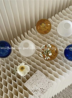 艺术彩色玻璃小花瓶摆件 创意D插花铜钱草水培花器纯色圆形