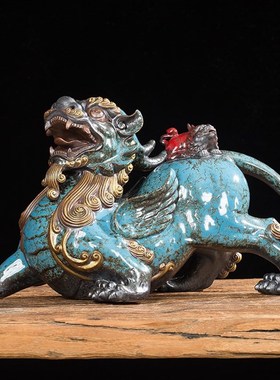 王顺貔貅摆件招财陶瓷入户玄w关办公室家居装饰品酒柜开业礼品中