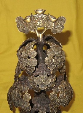 包邮铜招财树纯铜摇钱发财树摆件工艺品开业礼品招财W酒柜摆件铜