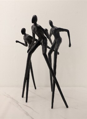 北欧极简金属奔跑三人组摆件餐厅玄关电视K柜客厅书房家居工艺饰