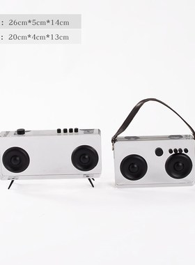 轻奢水晶收音机工艺品客厅茶几装饰小L饰品样板间酒柜书柜软装