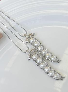 知珍福豆珍珠锁骨链14k注金