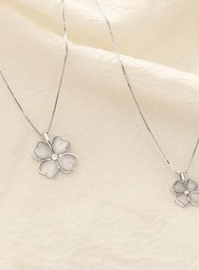 贝菲S925银四叶草猫眼石项链