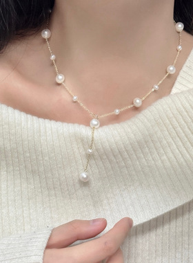 天然淡水珍珠满天星锁骨链