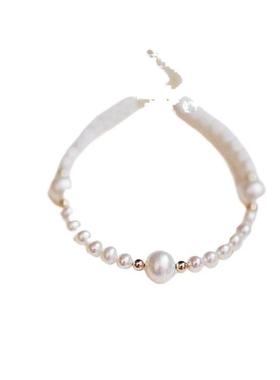 天然淡水珍珠14K包金手链