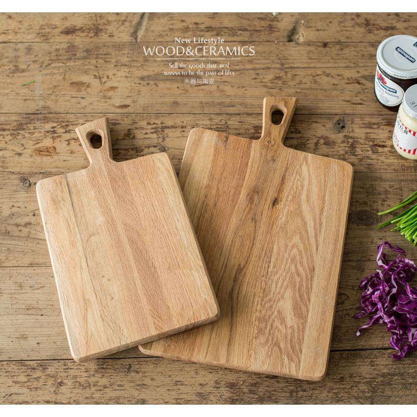 xyt天然无漆木制板带手柄OOB实橡木砧切菜板厨房面包板美食拍摄道 - 图3