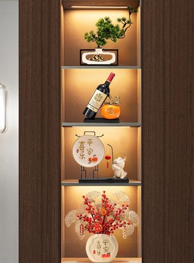 中式客厅酒柜电视l柜装饰摆件高端大气乔迁之喜新居搬家新房装饰