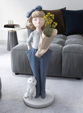 插花女孩大型客厅落地摆件电视柜沙发旁大号家居S饰品乔迁新居礼