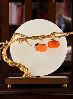 新中式客厅摆件高端大气玉石扣家居酒柜电视柜办V公室软装饰品