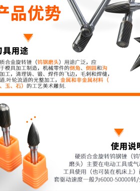 磨头金属打磨钨钢硬质合金钢旋转锉A型扩孔铣刀不锈钢扩眼内磨机