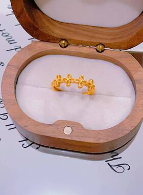 金店同款沙金古法拉丝葫芦戒指