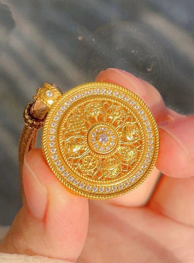 新中式国潮镶钻八宝罗盘吊坠